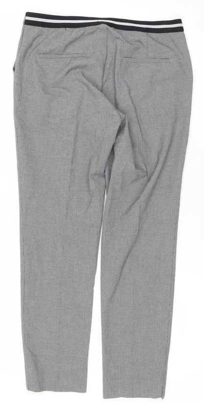 Stradivarius Womens Grey Check Slim Fit Chino Trousers Size 12