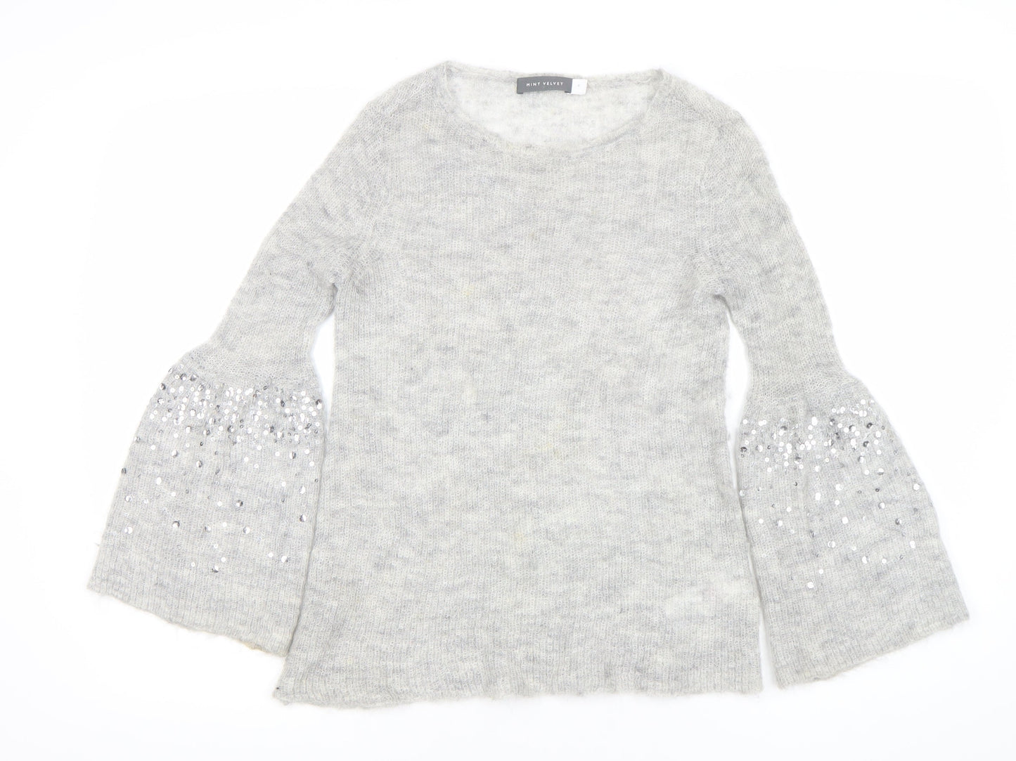 Womens UK Size 8 Mint Velvet Grey Pullover Jumper