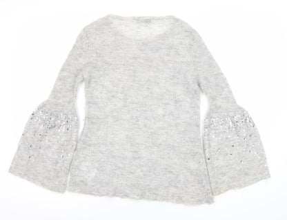 Womens UK Size 8 Mint Velvet Grey Pullover Jumper