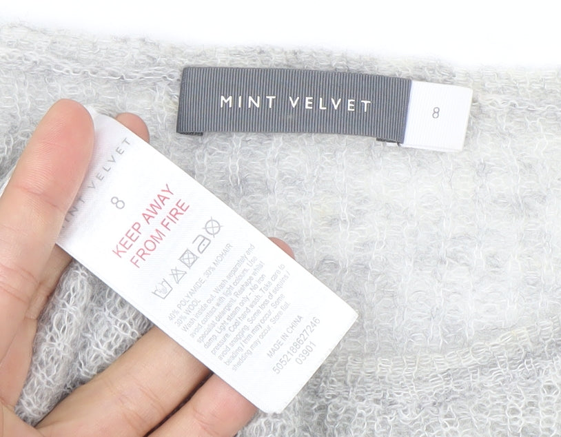 Womens UK Size 8 Mint Velvet Grey Pullover Jumper