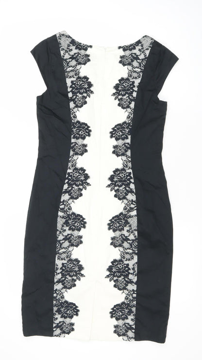 Papaya Women’s Black White Lace Sheath Dress Size 12 Knee Length