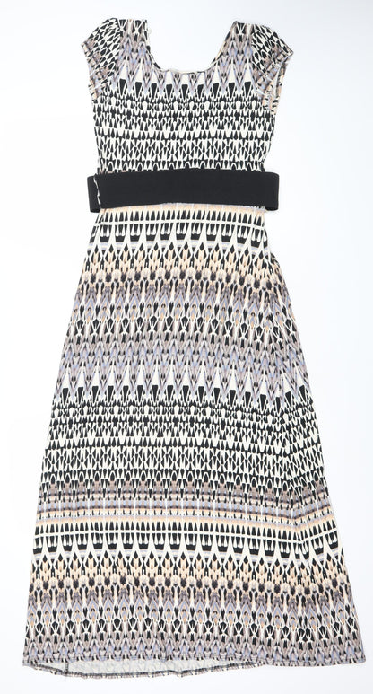Wallis Womens Multicoloured Geometric A-Line Knee Length Dress S