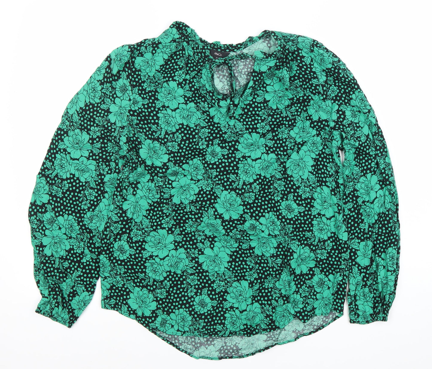 Womens UK Size 10 M&Co Green Tunic Blouse