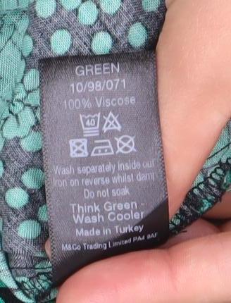 Womens UK Size 10 M&Co Green Tunic Blouse