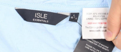 Womens UK Size L Isle Essentials Blue Basic T-Shirt