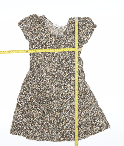 Gap Girls Multicoloured Floral Shirt Dress 12-13 Years Viscose Knee Length