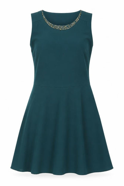 Oasis Women’s Green Skater Dress Size 10 Beaded Sleeveless