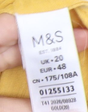 Womens UK Size 20 Marks and Spencer Yellow Tunic Blouse