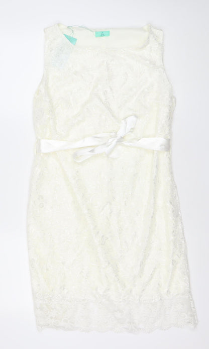 Aftershock London Women’s Ivory Lace Strapless Sheath Dress XL