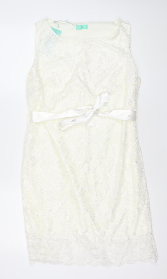Aftershock London Women’s Ivory Lace Strapless Sheath Dress XL
