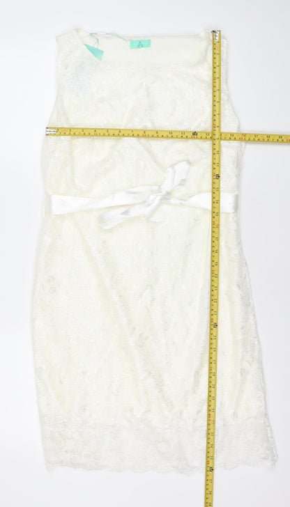 Aftershock London Women’s Ivory Lace Strapless Sheath Dress XL