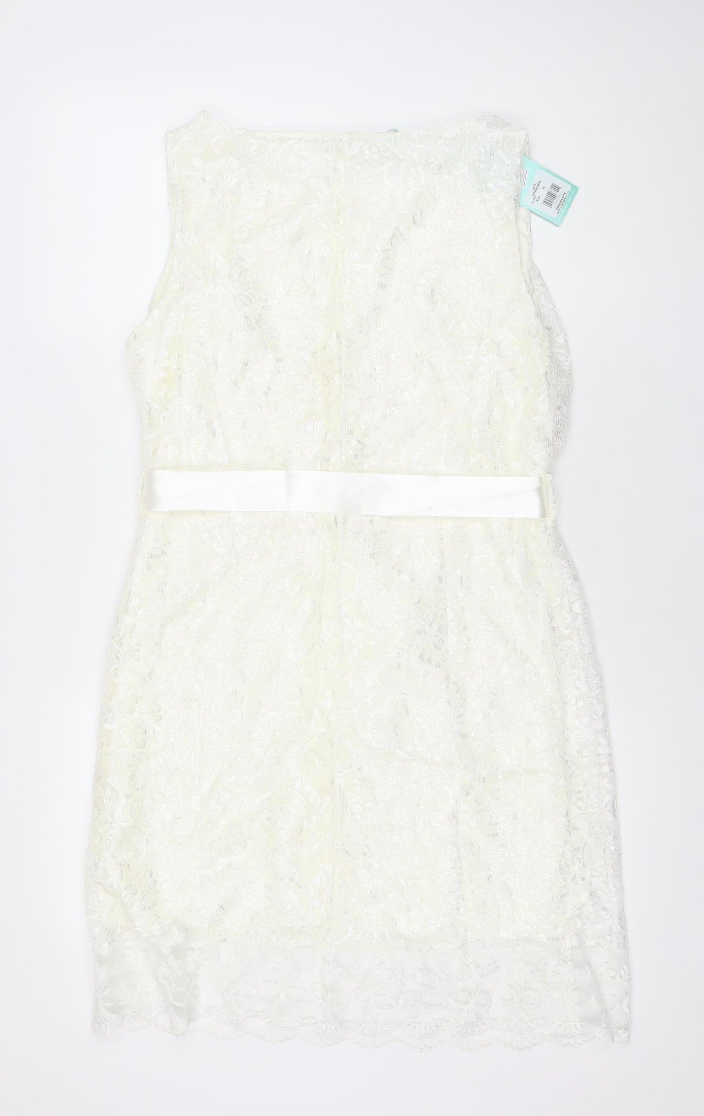 Aftershock London Women’s Ivory Lace Strapless Sheath Dress XL