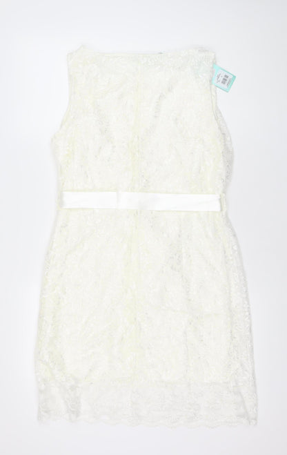 Aftershock London Women’s Ivory Lace Strapless Sheath Dress XL