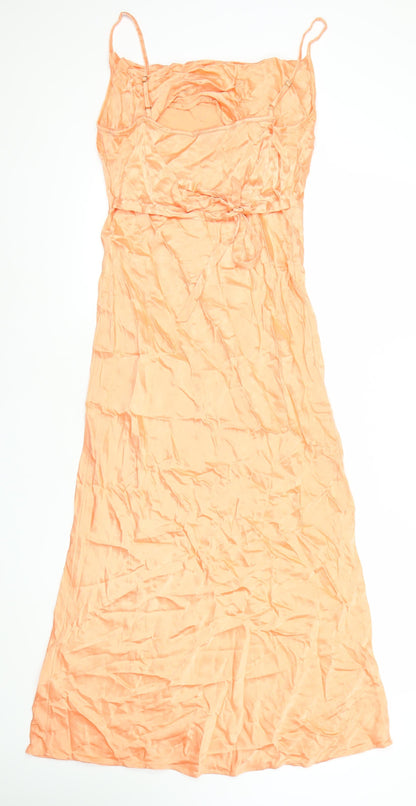 Nobody's Child Women's Orange Size 12 Midi Slip Dress