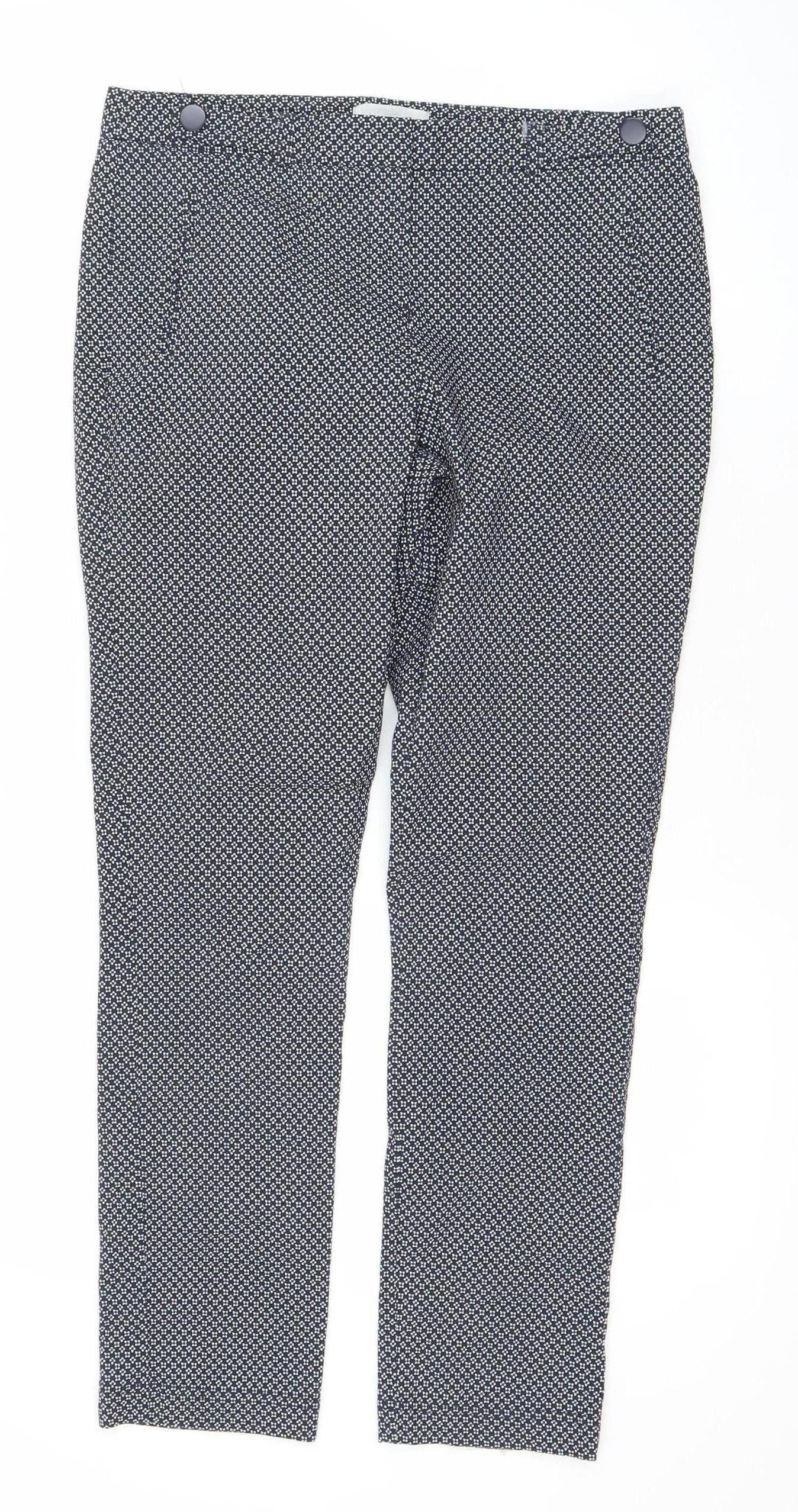 Red Herring Womens Blue Geometric Slim Fit Trousers Size 12