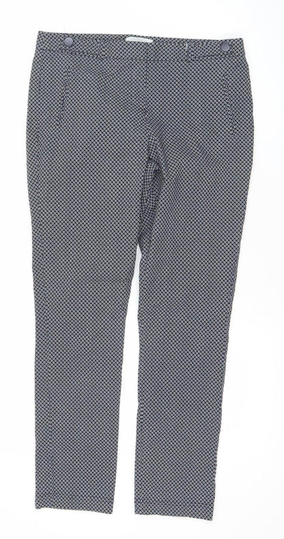 Red Herring Womens Blue Geometric Slim Fit Trousers Size 12
