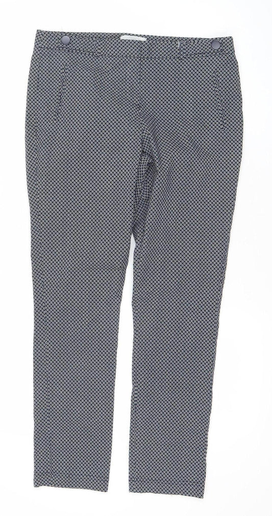 Red Herring Womens Blue Geometric Slim Fit Trousers Size 12