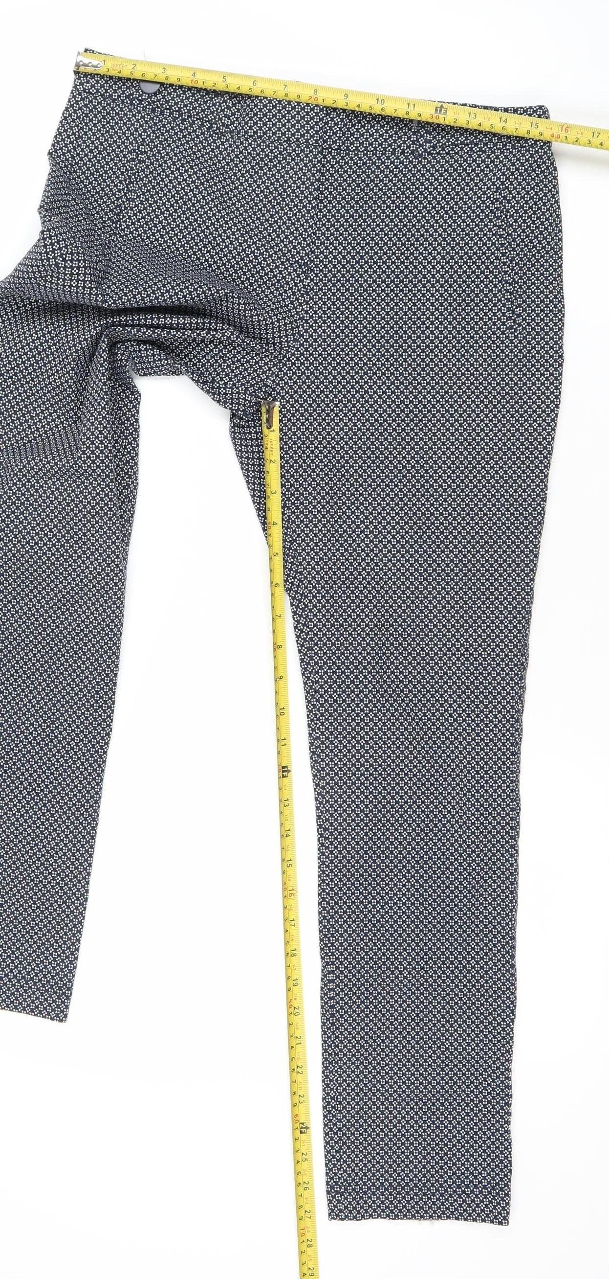 Red Herring Womens Blue Geometric Slim Fit Trousers Size 12