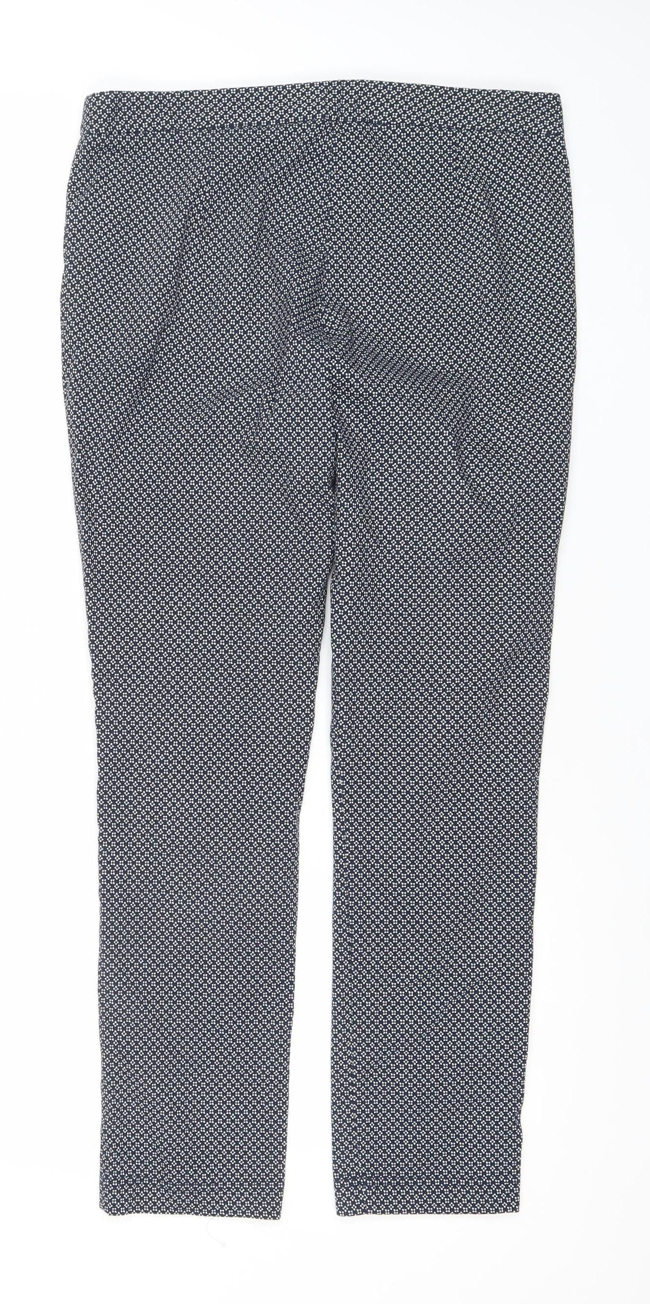 Red Herring Womens Blue Geometric Slim Fit Trousers Size 12