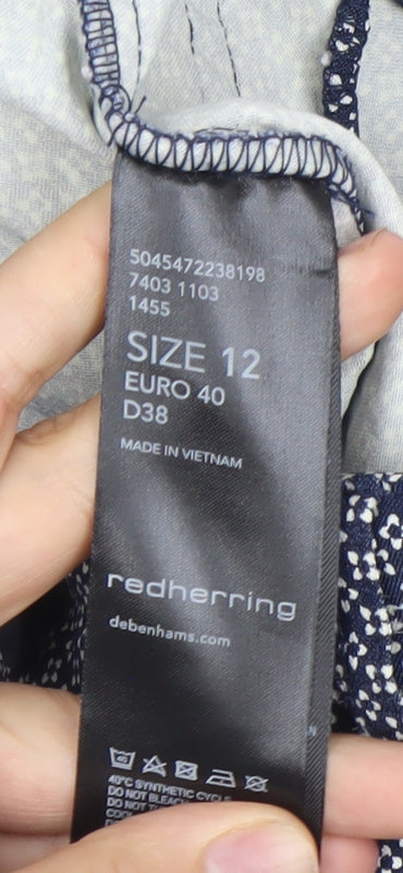 Red Herring Womens Blue Geometric Slim Fit Trousers Size 12