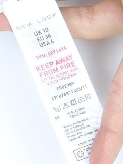 New Look Women’s Beige Striped Cotton Linen Size 10 Playsuit