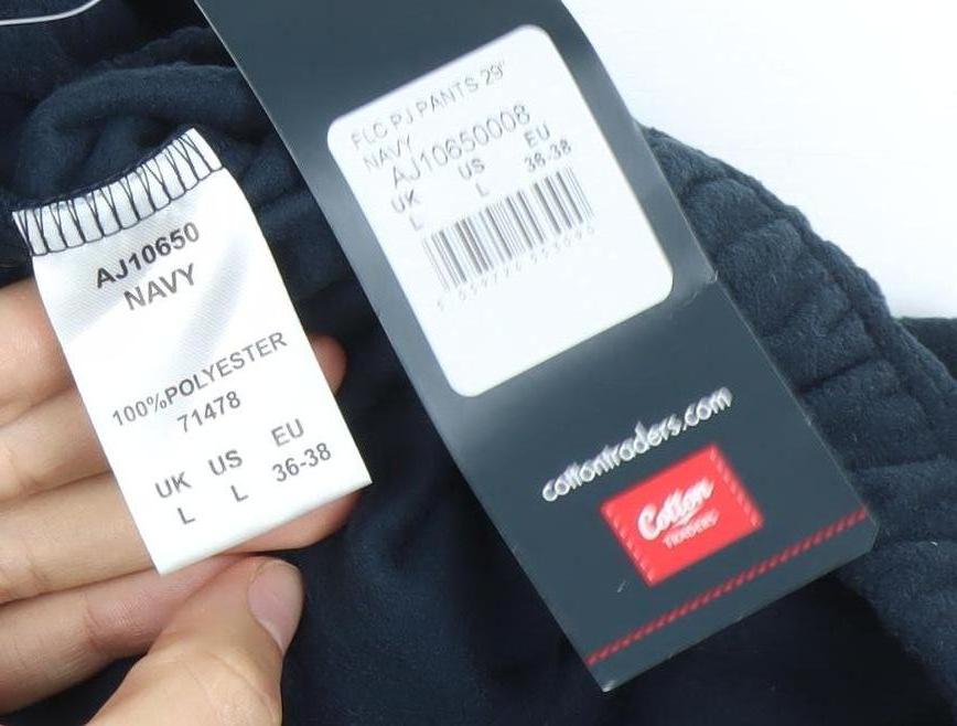 Cotton Traders Men’s Navy Blue L Sweatpants Fleece Polyester Elastic Waist