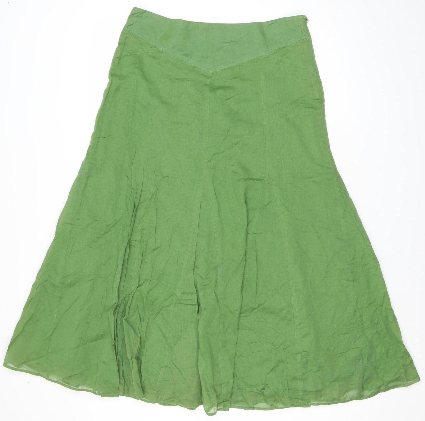 Dorothy Perkins Women Green Cotton A-Line Midi Skirt Size 14