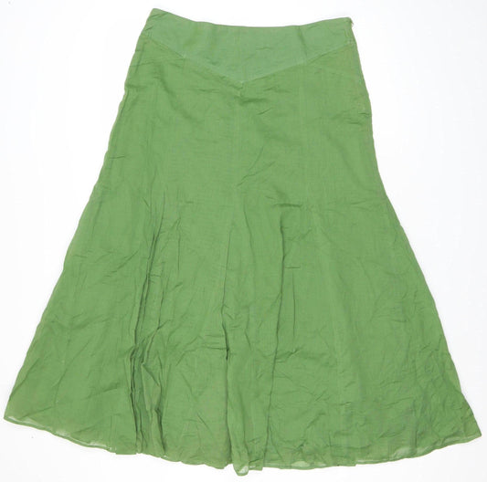 Dorothy Perkins Women Green Cotton A-Line Midi Skirt Size 14