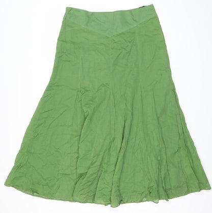 Dorothy Perkins Women Green Cotton A-Line Midi Skirt Size 14