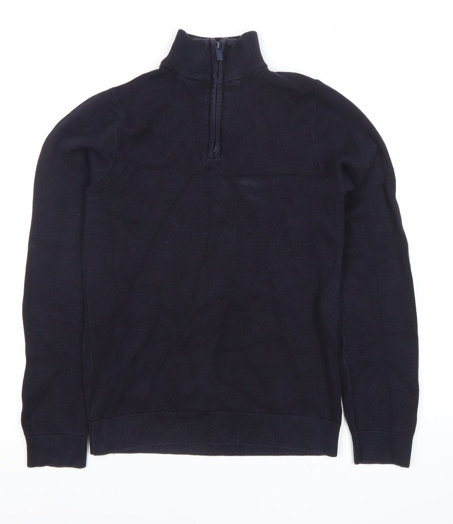 Next Boys Black Henley Half Zip Cotton Sweatshirt 13 Years