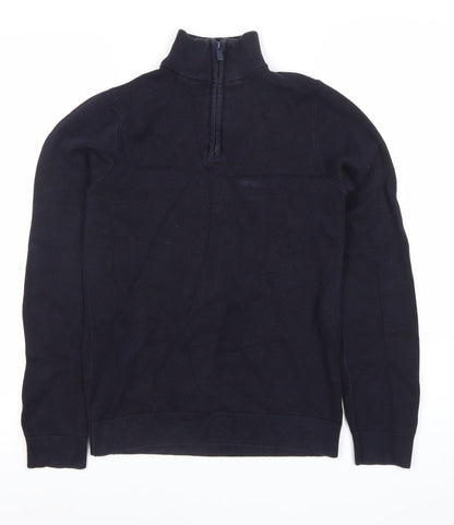 Next Boys Black Henley Half Zip Cotton Sweatshirt 13 Years