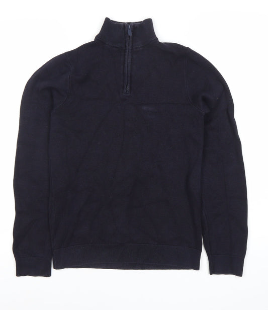 Next Boys Black Henley Half Zip Cotton Sweatshirt 13 Years