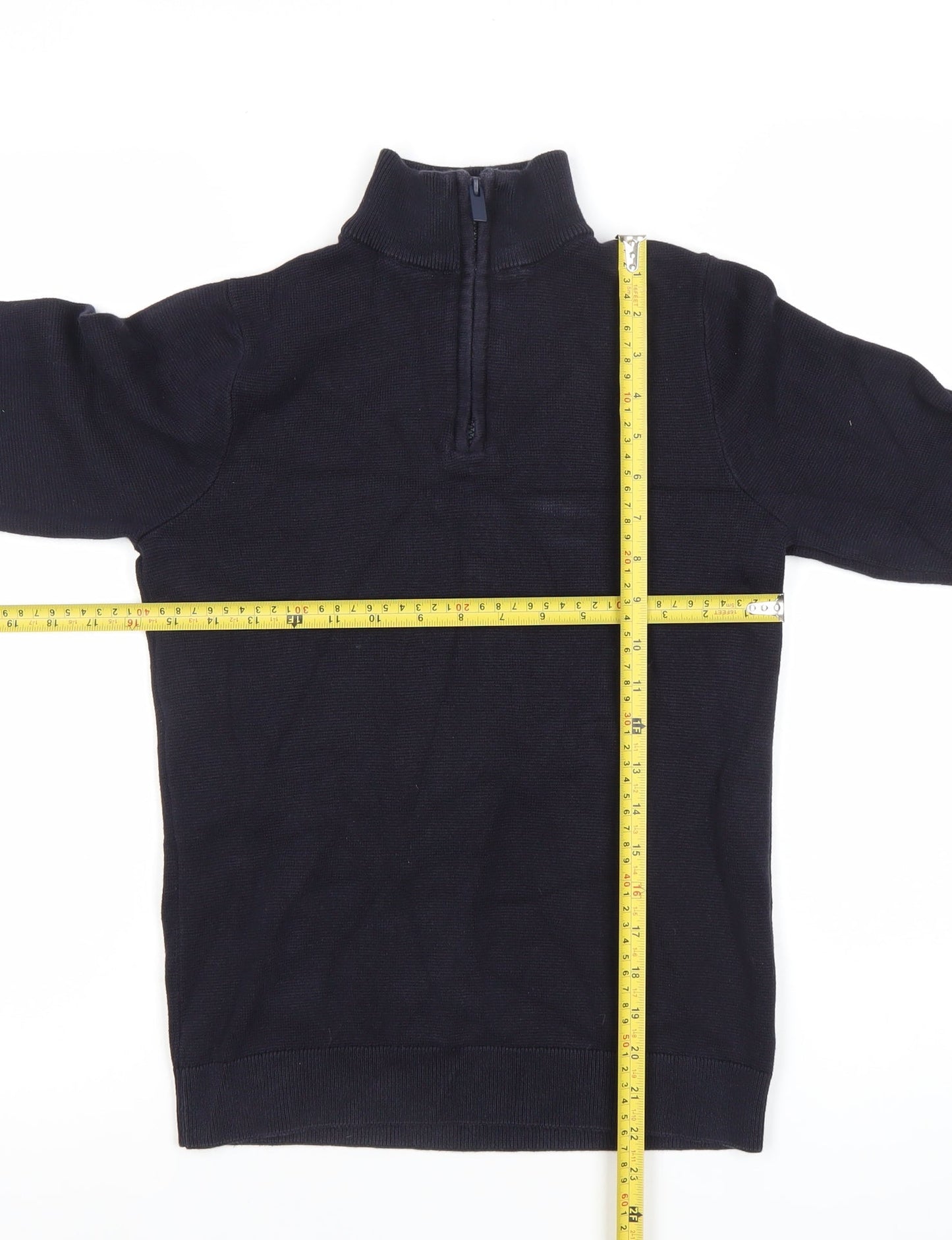Next Boys Black Henley Half Zip Cotton Sweatshirt 13 Years