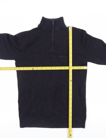 Next Boys Black Henley Half Zip Cotton Sweatshirt 13 Years