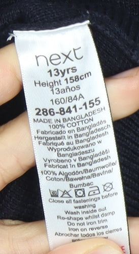 Next Boys Black Henley Half Zip Cotton Sweatshirt 13 Years