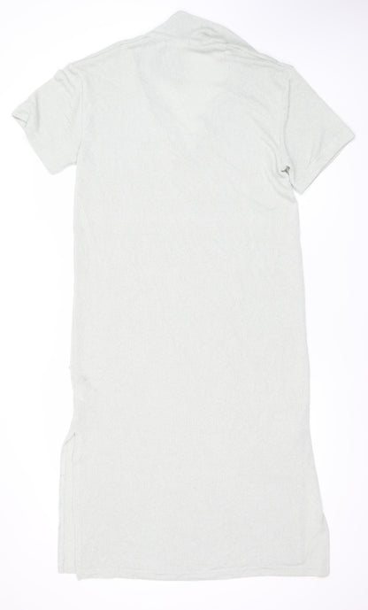 H&M Women Grey V-Neck T-Shirt Dress Size M Knee Length Casual