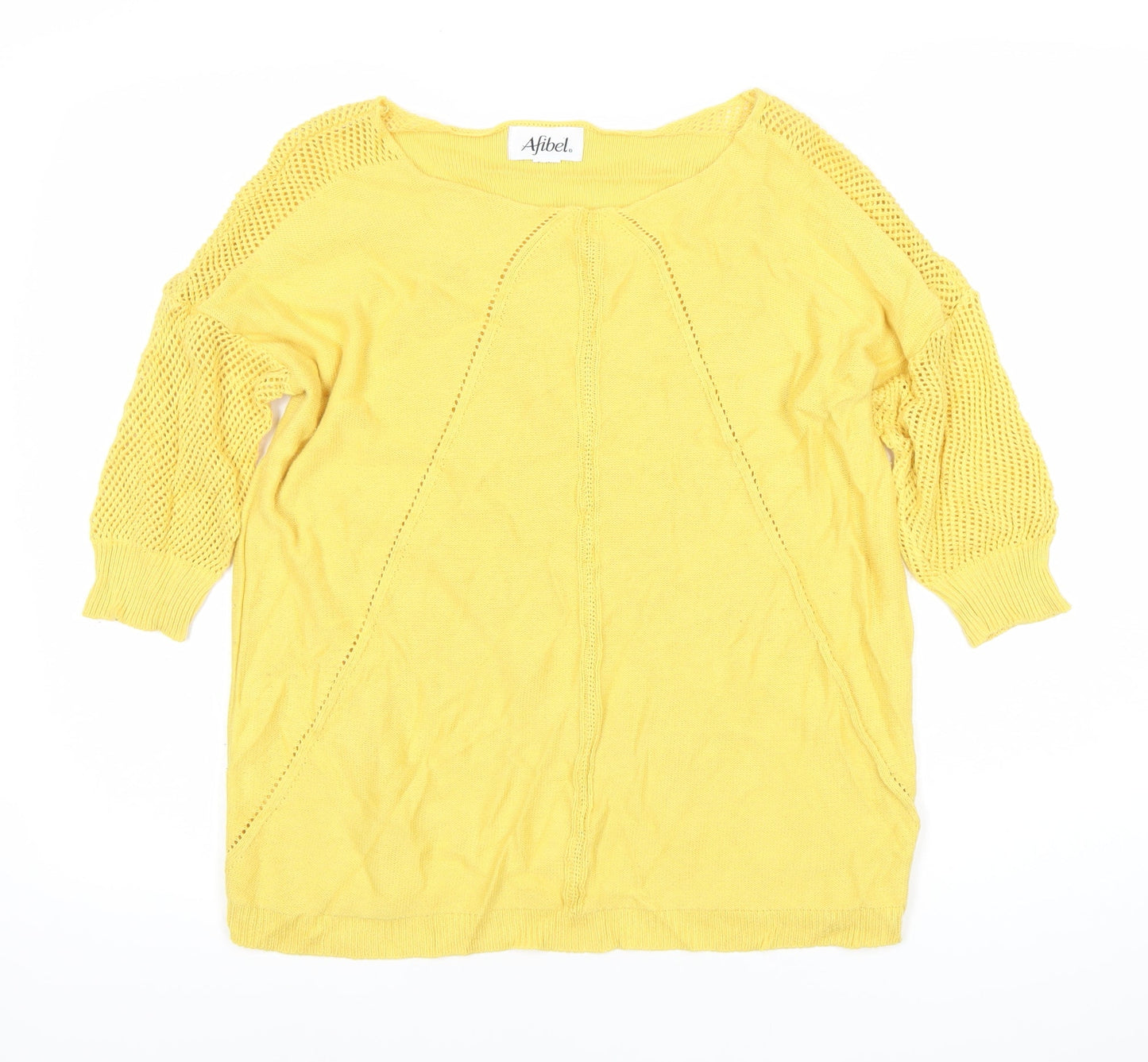 Womens UK Size 14 Afibel Yellow Pullover Jumper