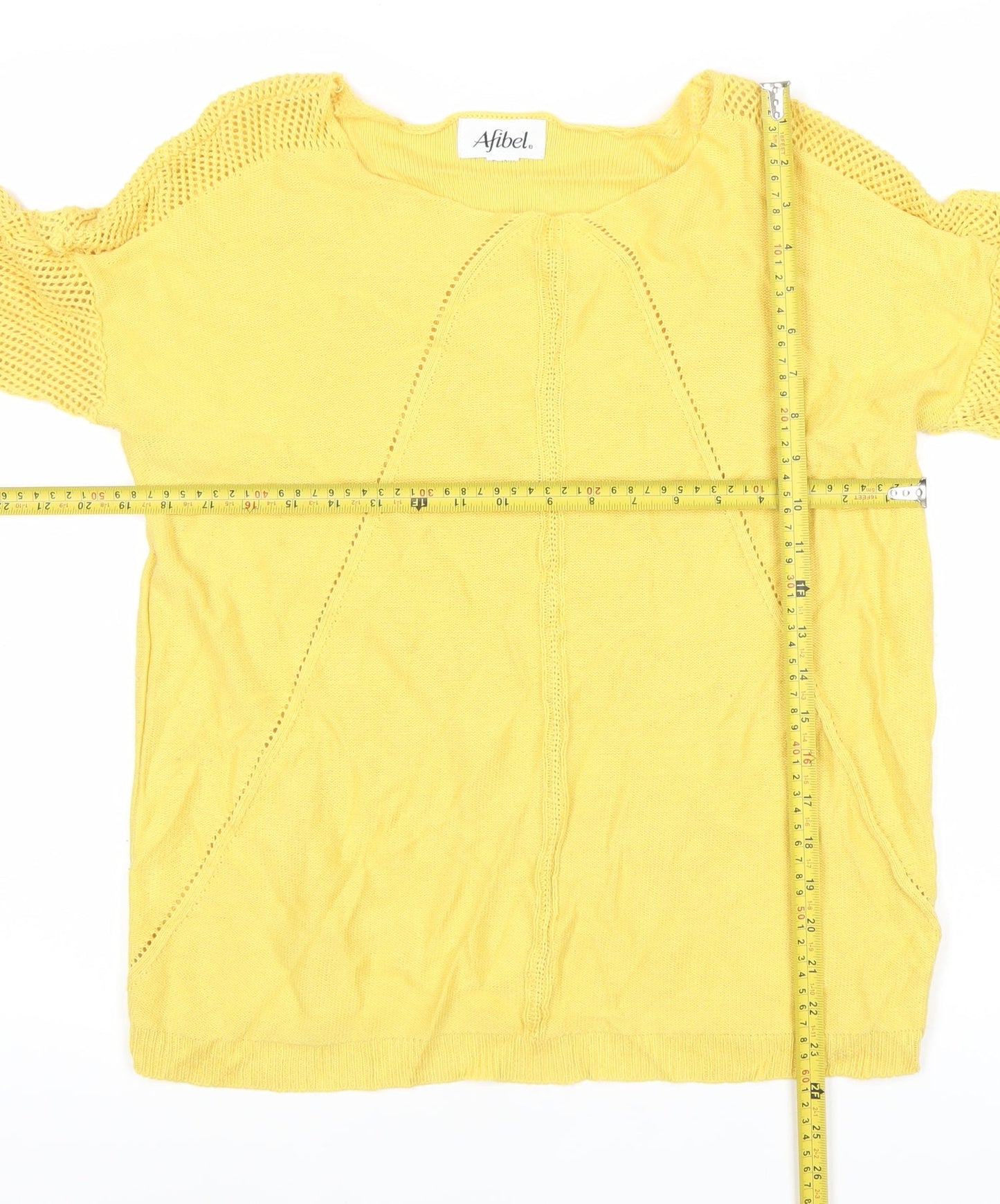 Womens UK Size 14 Afibel Yellow Pullover Jumper