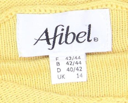 Womens UK Size 14 Afibel Yellow Pullover Jumper