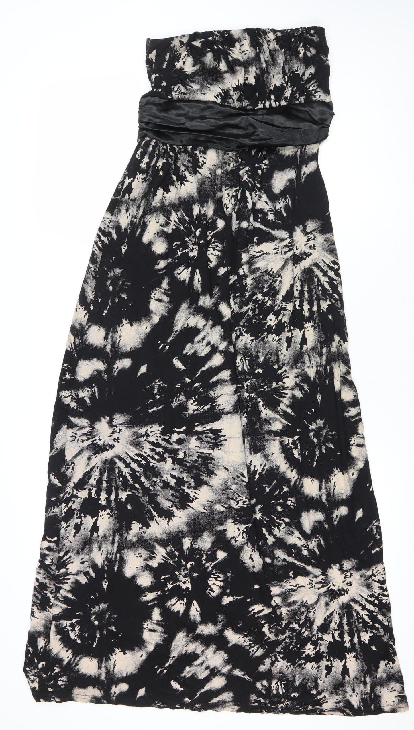 QED London Women’s Black Tie Dye Midi Strapless Dress M