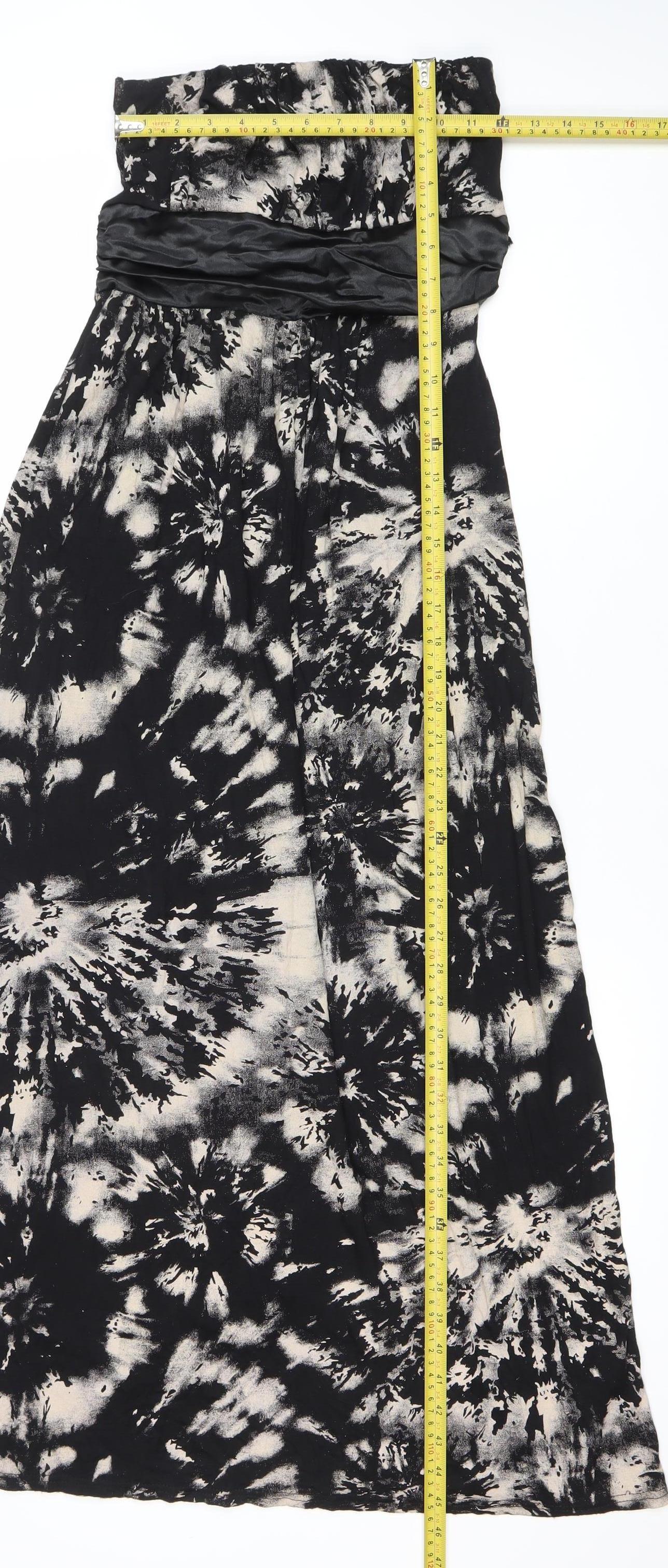 QED London Women’s Black Tie Dye Midi Strapless Dress M