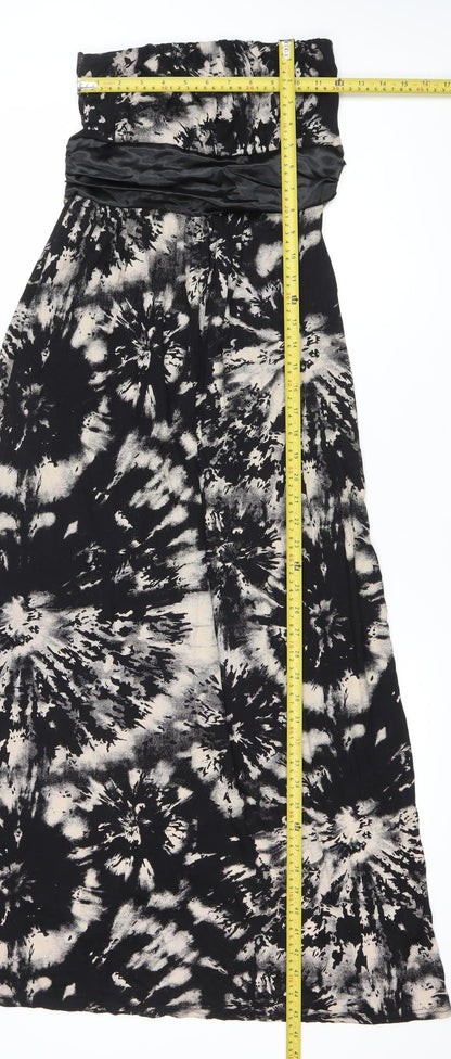 QED London Women’s Black Tie Dye Midi Strapless Dress M