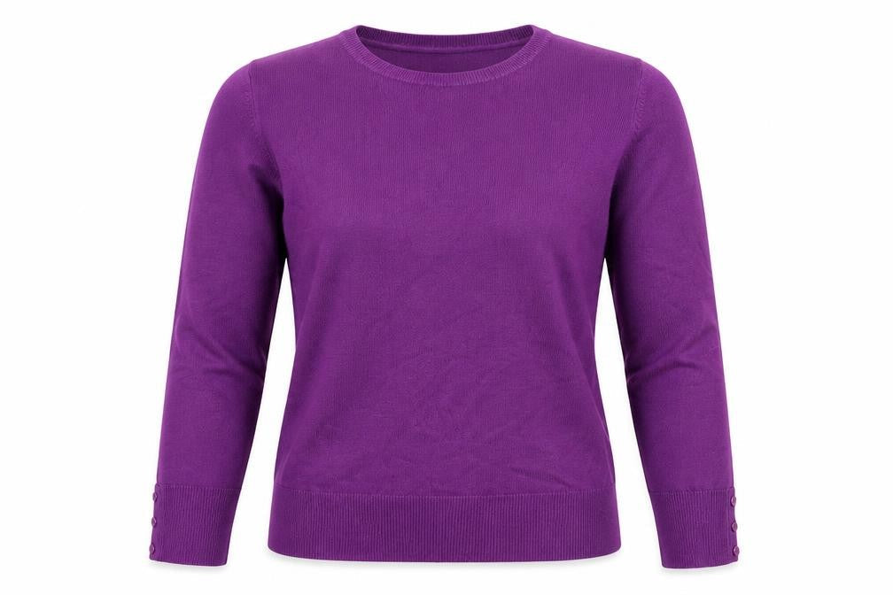 Front view of Papaya Women’s Purple Crew Neck Jumper, size UK 10, Long Sleeve Knit