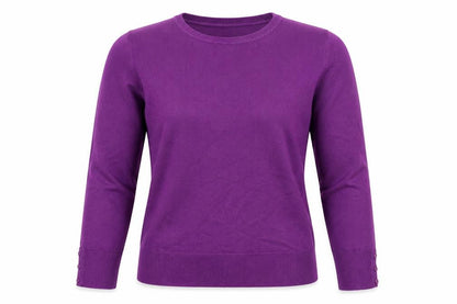 Front view of Papaya Women’s Purple Crew Neck Jumper, size UK 10, Long Sleeve Knit