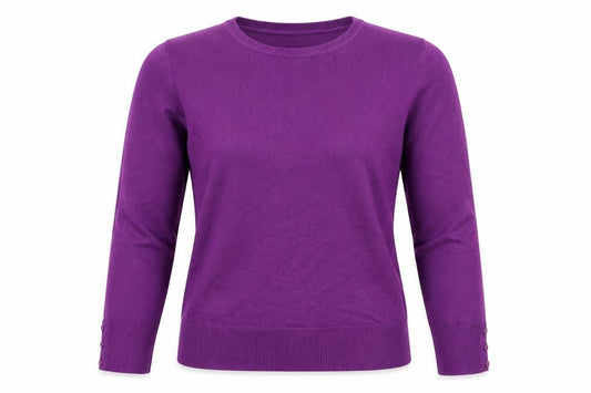 Front view of Papaya Women’s Purple Crew Neck Jumper, size UK 10, Long Sleeve Knit