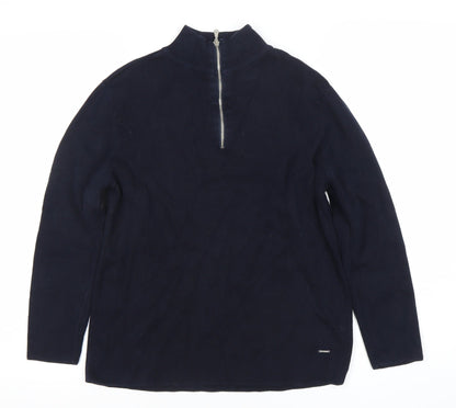 Zara Boys Blue Cotton Knit Half Zip Sweatshirt Jumper 10 Years