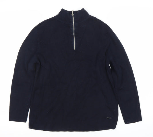 Zara Boys Blue Cotton Knit Half Zip Sweatshirt Jumper 10 Years