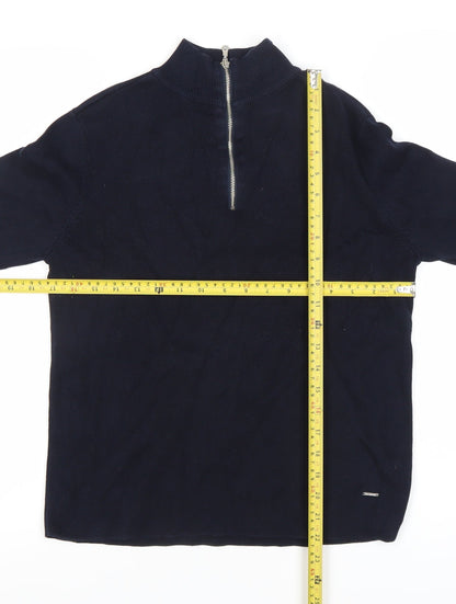 Zara Boys Blue Cotton Knit Half Zip Sweatshirt Jumper 10 Years