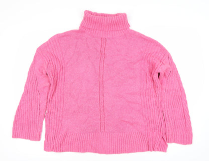 Wallis Petite Womens Pink Roll Neck Jumper Size 10 Cotton Knit