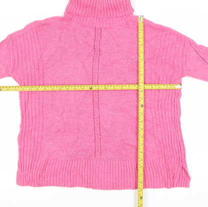 Wallis Petite Womens Pink Roll Neck Jumper Size 10 Cotton Knit